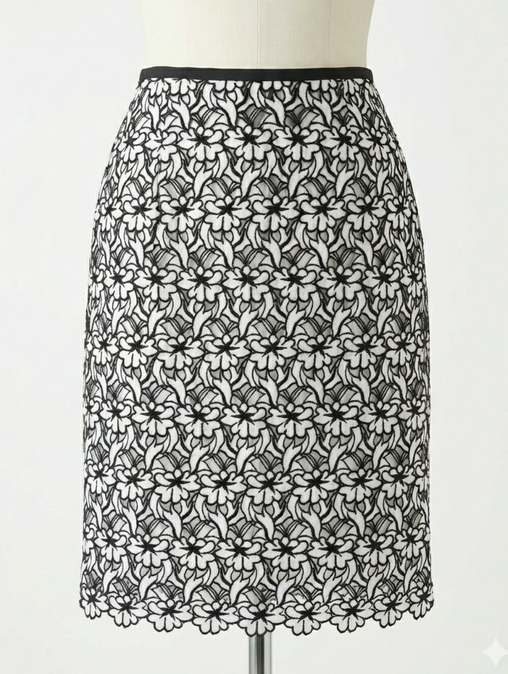 Vintage Nicole Miller Collection Embroidered Lace Cutout Cotton Skirt Size 6